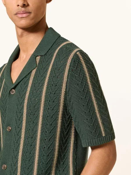 Reiss Koszulka Z Dzianiny Ellingham Slim Fit gruen beżowa