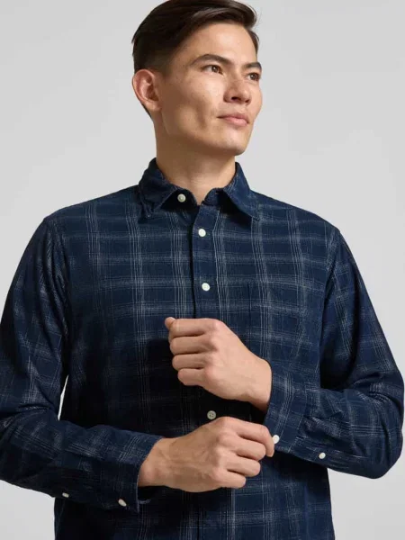 Koszula casualowa o kroju regular fit z czystej bawełny Selected Homme granatowa