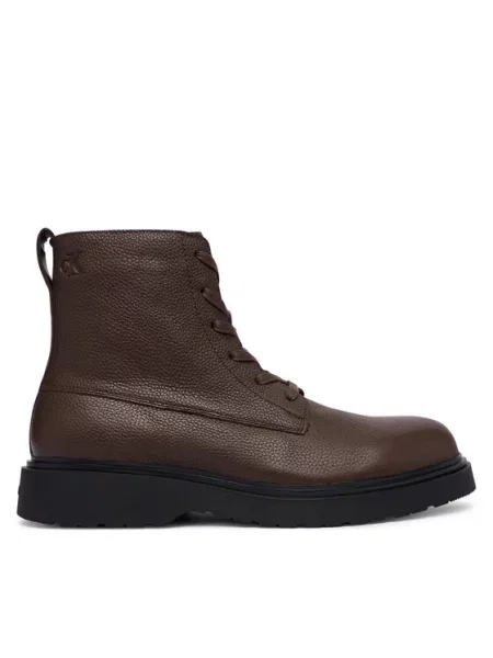 Calvin Klein Ghete Combat Ess Lace Up Zip Boot Lth maro