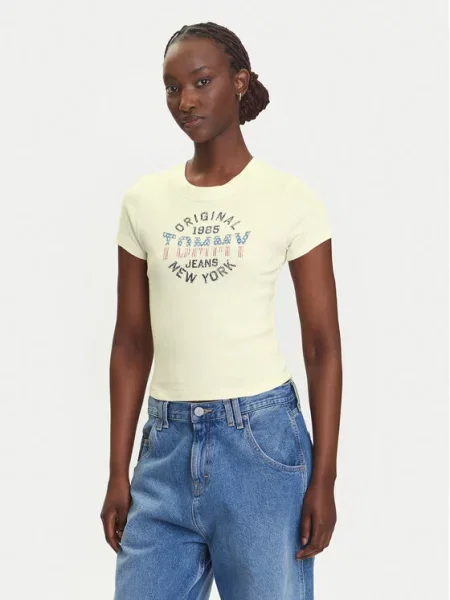 Tommy Jeans Póló Krém