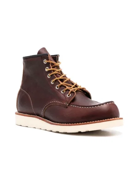 Botki Red Wing Shoes zamszowe na płaskim obcasie czerwone