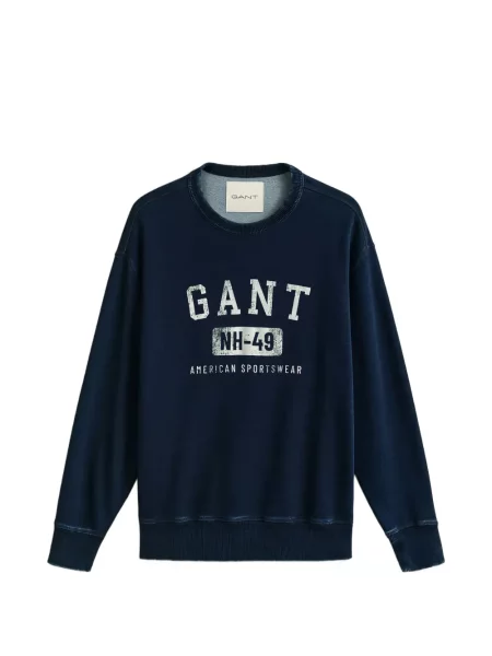 Hanorac crewneck Gant cu imagine cu decolteu rotund albastru