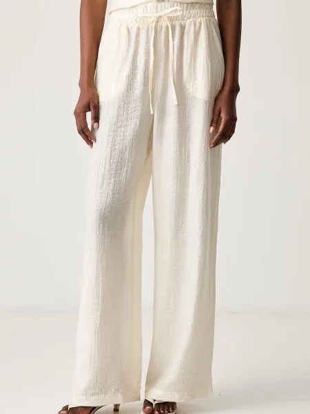 Haveone pantaloni straight pentru femei cu lyocell bej