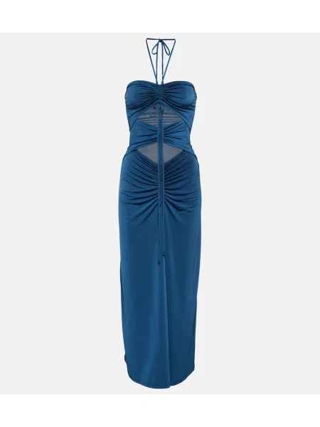 Rochie midi Jade Swim până la genunchi cu gât halter de costum albastru