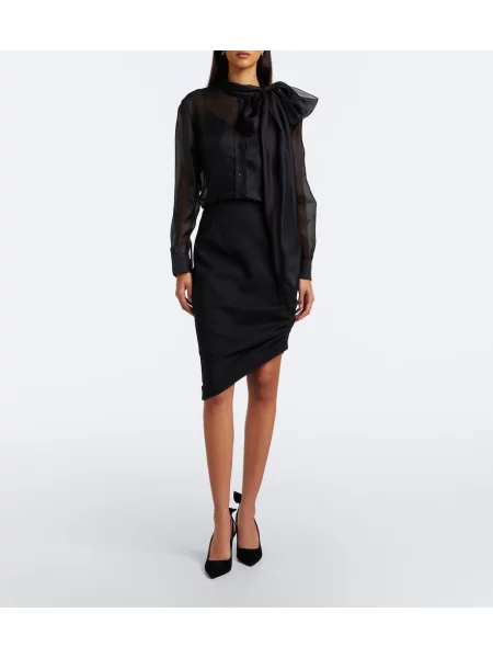 Svilena bluza Carolina Herrera vezi črna