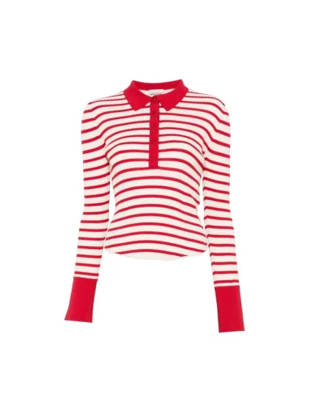 Polo Semicouture w paski prążkowane czerwone
