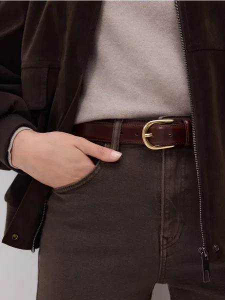 Reserved Шкіряний із пряжкою темно коричневий