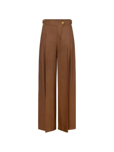 Pantaloni Elisabetta Franchi cu bretele maro