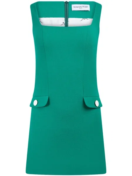 Rochie mini Rowen Rose de lână fără mâneci de costum verde