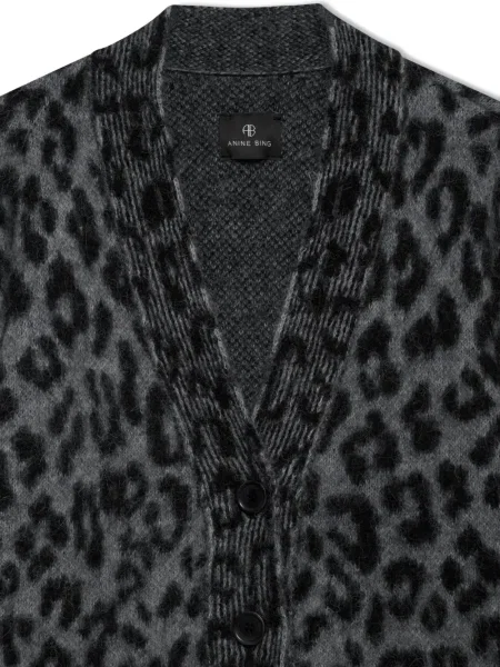 Cardigan Anine Bing cu imagine cu model leopard gri