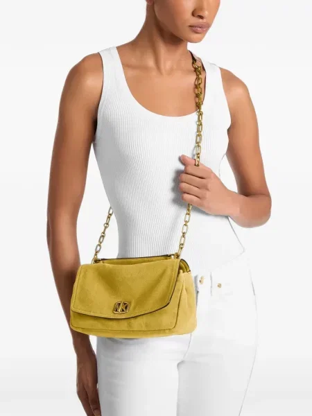 Geantă Michael Kors din piele de căprioară galben