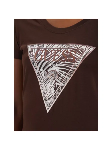 Guess T-shirt Regular Fit smeđa