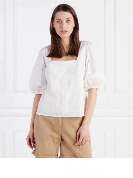 Tommy Hilfiger Bluză AMD ORG CO alb