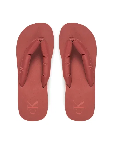 Джапанки Calvin Klein Jeans BEACH SANDAL FLATFORM TTXR SATIN розово с платформа кафяво
