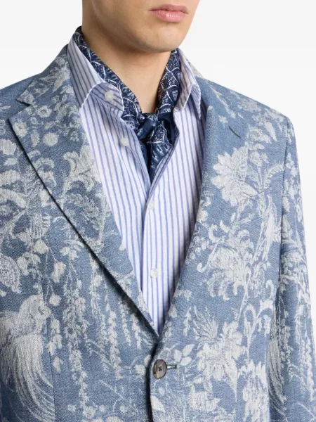 Geacă Etro cu model floral din jacard albastru