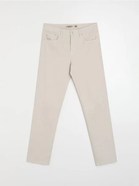 Sinsay Jeansy slim fit kremowy