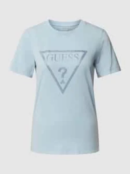 T-shirt z obszyciem z kamieni stras Guess niebieska