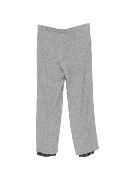 Pantaloni Midorikawa cu model herringbone gri