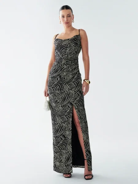 BWLDR Rochie Reenie verde pastel negru