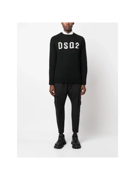 Spodnie Dsquared2 zwężane ze sznurkiem czarne