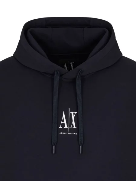 Hanorac cu glugă Armani Exchange cu autograf albastru