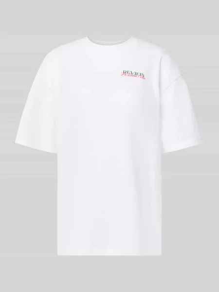 T-shirt z tylnym nadrukiem z motywem Review biała