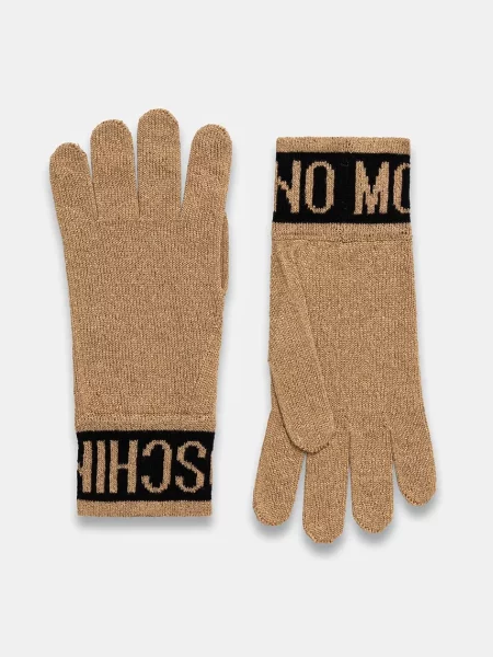 Moschino mănuși din amestec de lână auriu