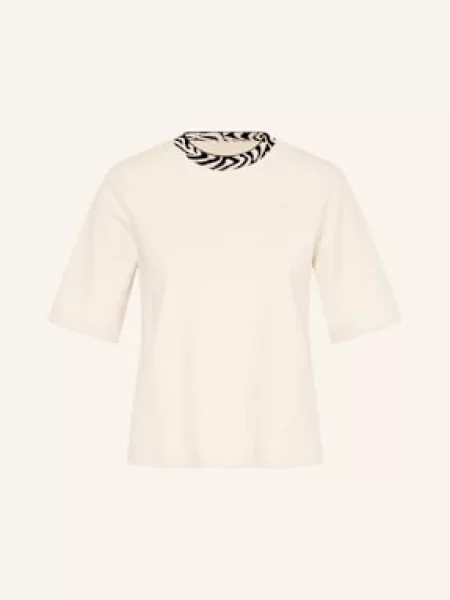 Marc Cain T-Shirt Z Obszyciem Ozdobnymi Kamykami beige beżowa