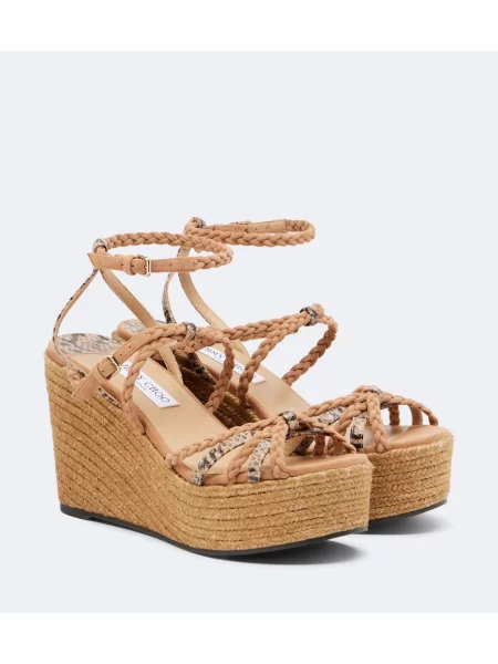 Espadrile Jimmy Choo din piele țesuți maro