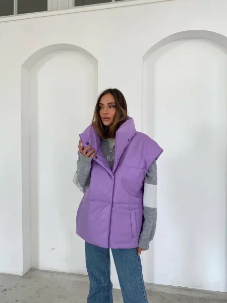 Жилет з утеплювачем Milirud лавандовий штучна шкіра