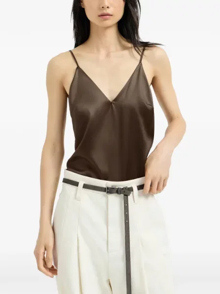 Maiou Brunello Cucinelli din satin maro