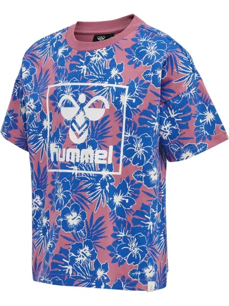 Koszulka dziewczęca w kwiaty Hummel różowa