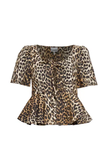 Bluză Ganni cu imagine cu model leopard