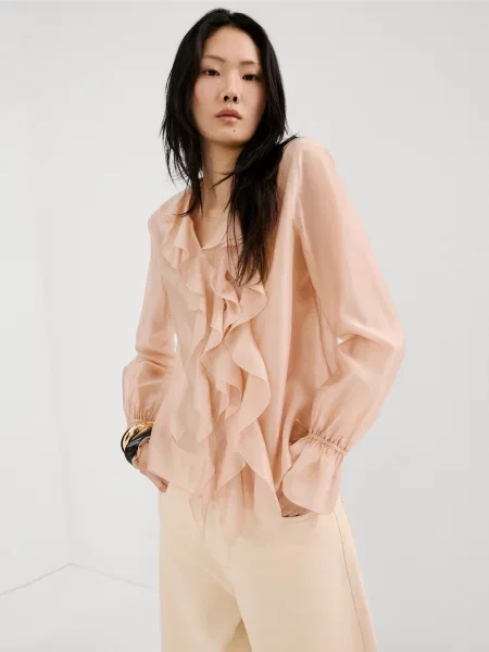 Блуза MANGO ліоцелл рожевий