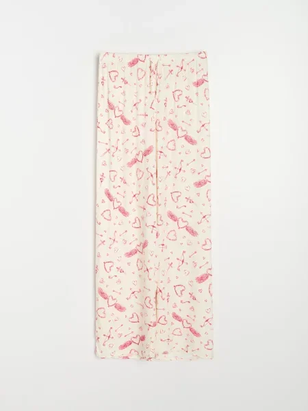 Двокомплектна піжама з ребристим верхом і штанами з кремовий