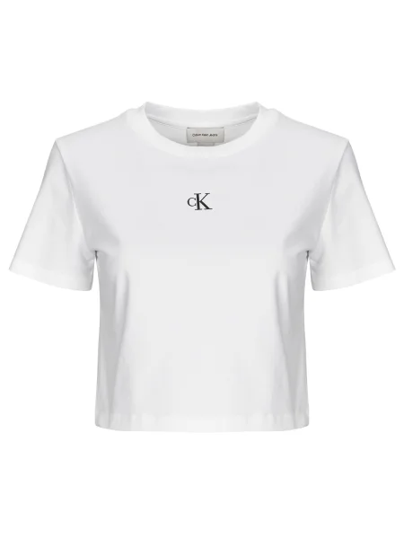 Tričko Calvin Klein orezané s autogramom biela
