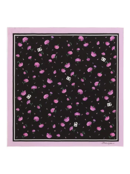 Fular Dolce & Gabbana cu model floral cu imagine negru