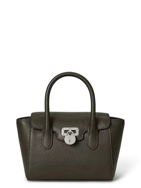 Кожена чанта Lauren Ralph Lauren кафяво зелено