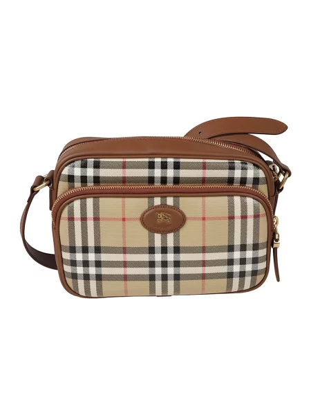 Torba crossbody Burberry skórzana w kratę beżowa