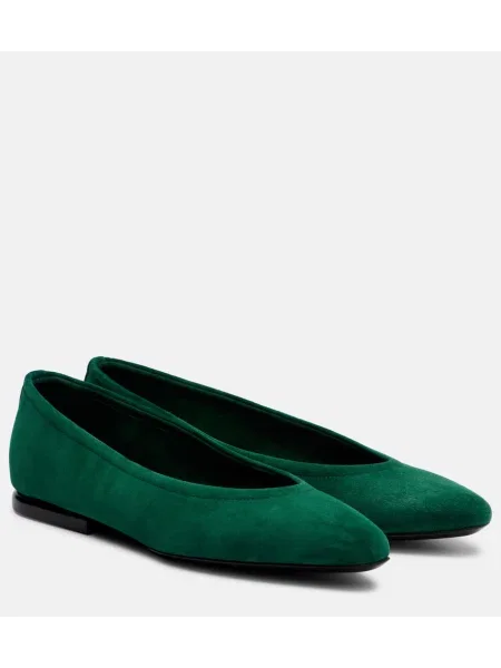 Balerini Loro Piana din piele de căprioară verde