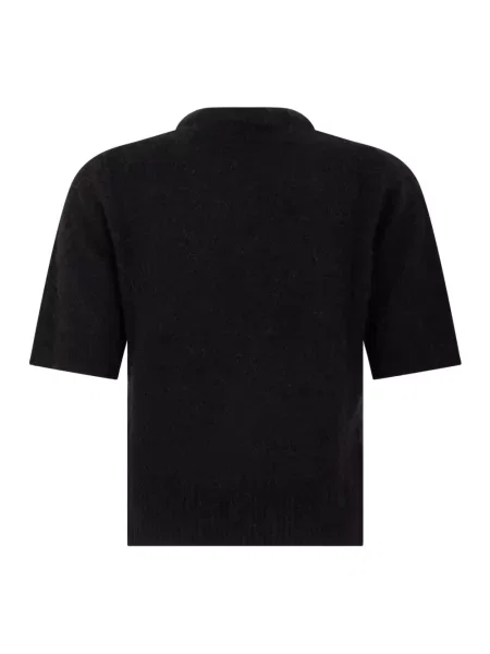 Sweter Ganni wełniany z krótkim rękawem czarny
