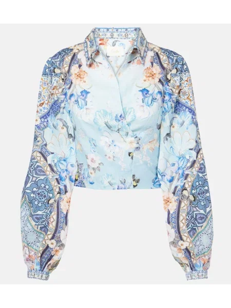 Cropp top Camilla de in cu model floral albastru