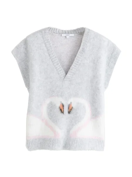 Next Pulover gri amestecat / portocaliu / roz negru