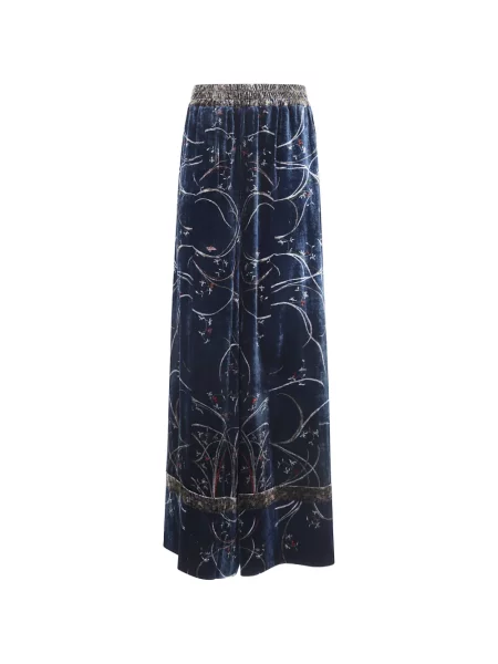 Pantaloni Pierre-louis Mascia de catifea cu model floral cu imagine albastru
