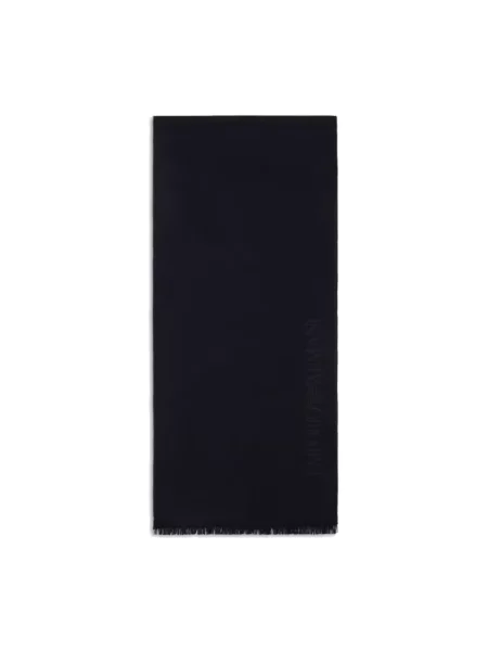 Szal Emporio Armani wełniana z logo niebieska