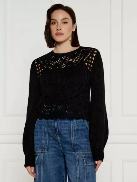 TWINSET Pulover cu adaos de lână negru