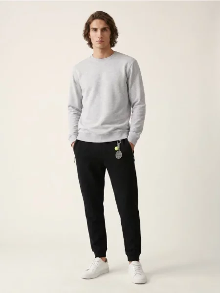 Sinsay Basic crewneck mikina s příměsí bavlny šedá