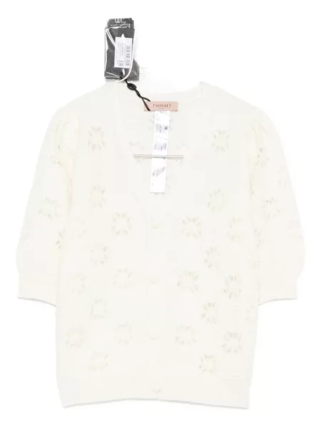 Cardigan Twinset cu model floral alb
