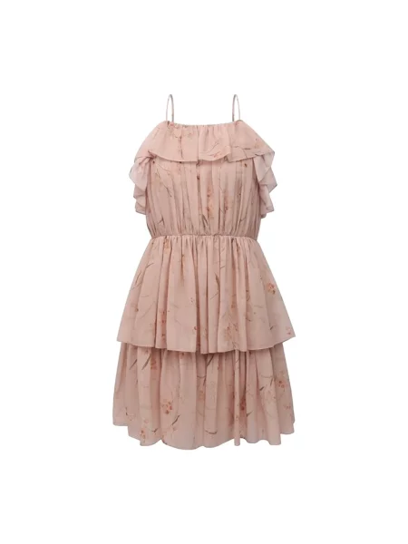 Sukienka Céline szyfonowa w kwiatki różowa