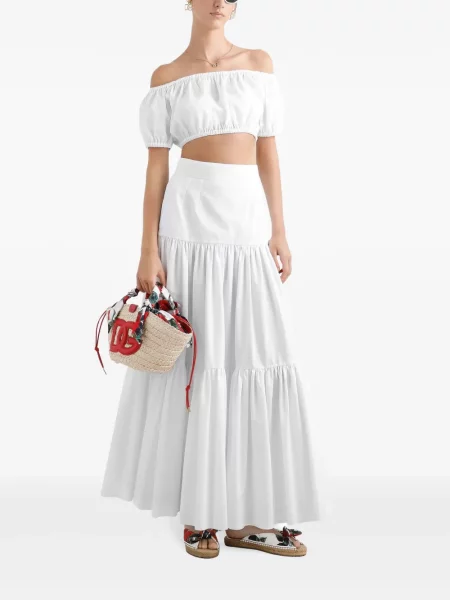 Lung fustă Dolce & Gabbana din șifon alb